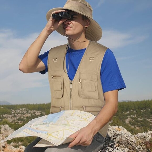 Janmercy 2-Piece Men's Work/Fishing Vest with Hat Lightweight Safari Hunting-XL - Picture 7 of 7